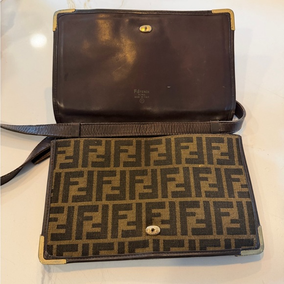 Fendi Brown Leather Logo Interior with Gold Stamp - Picture 3 of 11